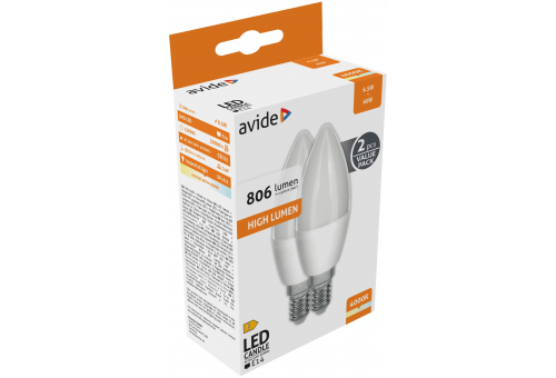 LED Candle Twin Pack 6.5W E14 NW 4000K
