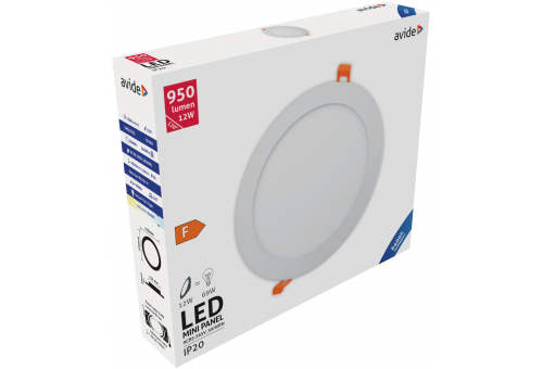 LED Ceiling Lamp Recessed Panel Round ALU 12W CW