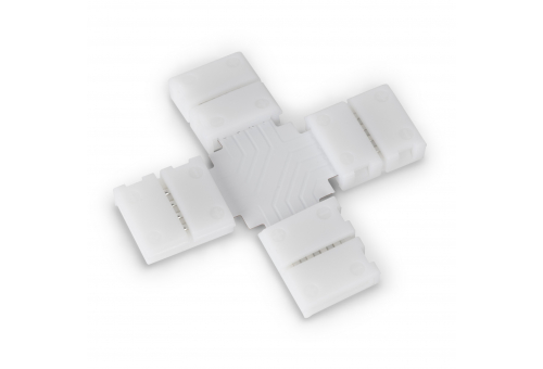 LED szalag kiegészítő - Csatos forrasztásmentes X csatlakozó, alkalmas SMD 5050 szalaghoz, 10MM - RGB (10 darabos csomag)