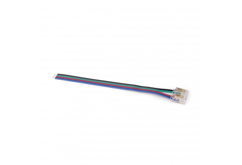 LED szalag kiegészítő - Forrasztásmentes csatlakozó 10 cm-es kábellel, alkalmas 10mm CLED szalaghoz - RGB (10 darabos csomag)