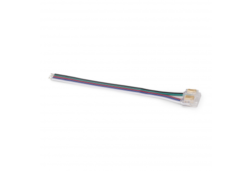 LED szalag kiegészítő - Forrasztásmentes csatlakozó 10 cm-es kábellel, alkalmas 12mm CLED szalaghoz - RGBW (10 darabos csomag)
