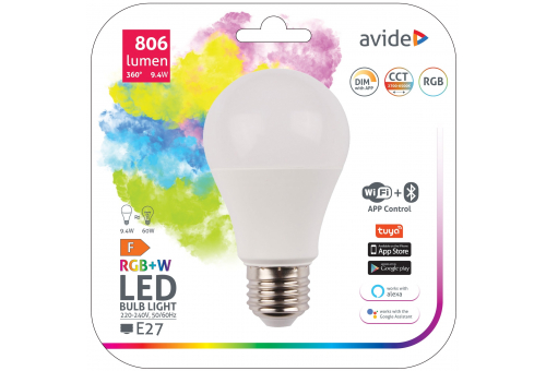 Bec LED Smart Globe A60 9.4W RGB+W control Wifi + BLE APP Avide